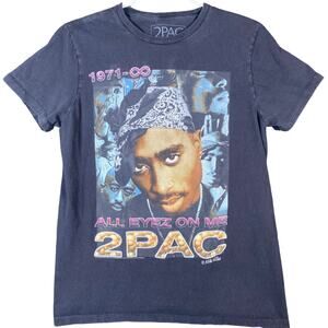 2Pac Shirt Black Short Sleeve Crew Neck Concert Hip Hop Rap Tee All Eyes On Me S
